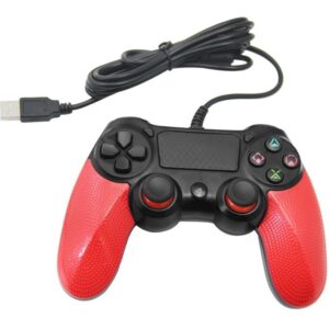 Joystick Control Mando Ps4 Negro Y Rojo Compatible Cableado - Imagen 5