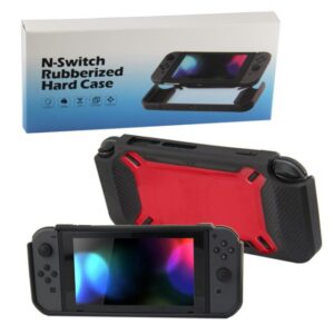 Protector Rigido Con Goma Para Nintendo Switch Negro Y Rojo - Imagen 1